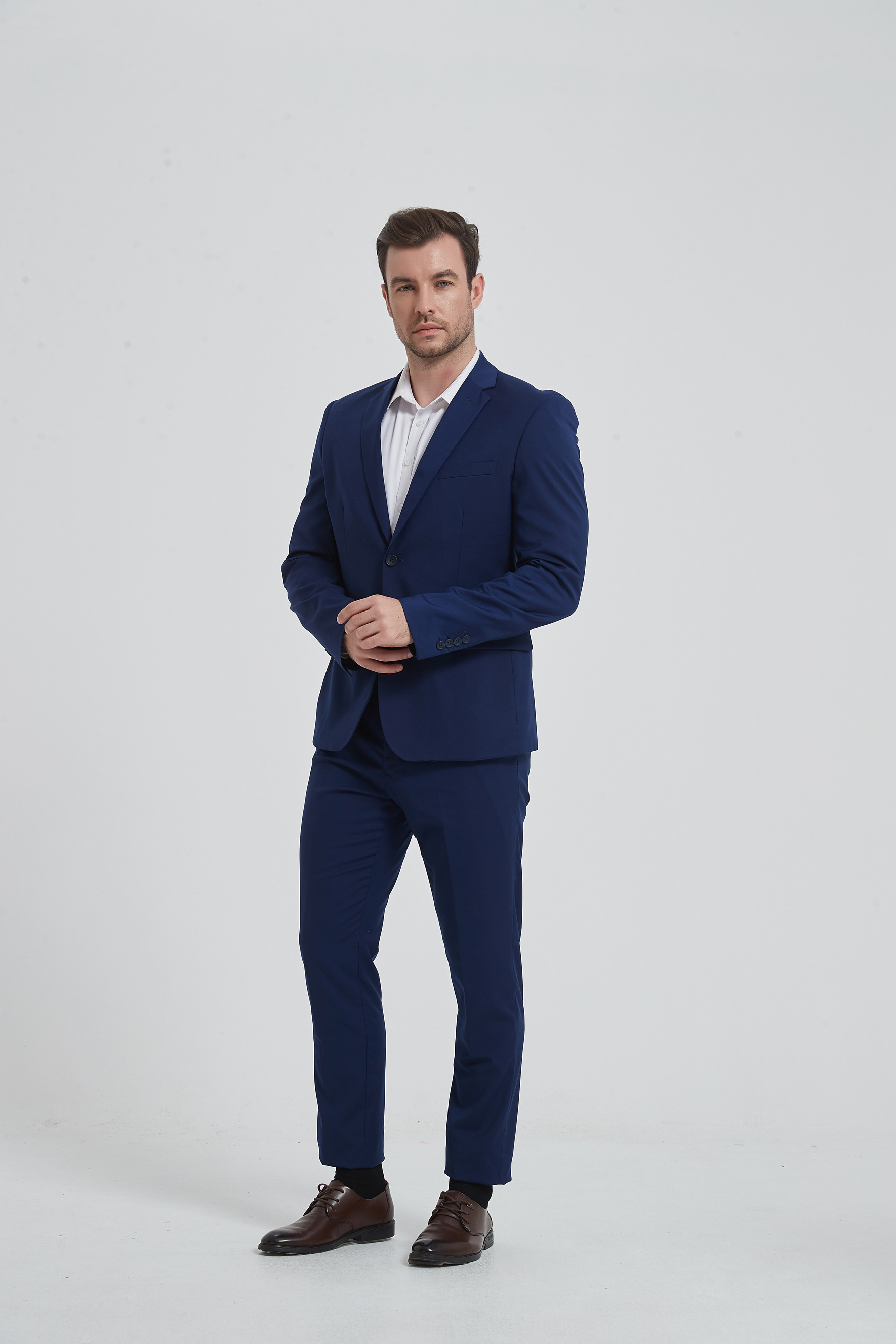 COS-H002 STRETCH 2 pcs fitted suit in navy blue (T46 to T58)