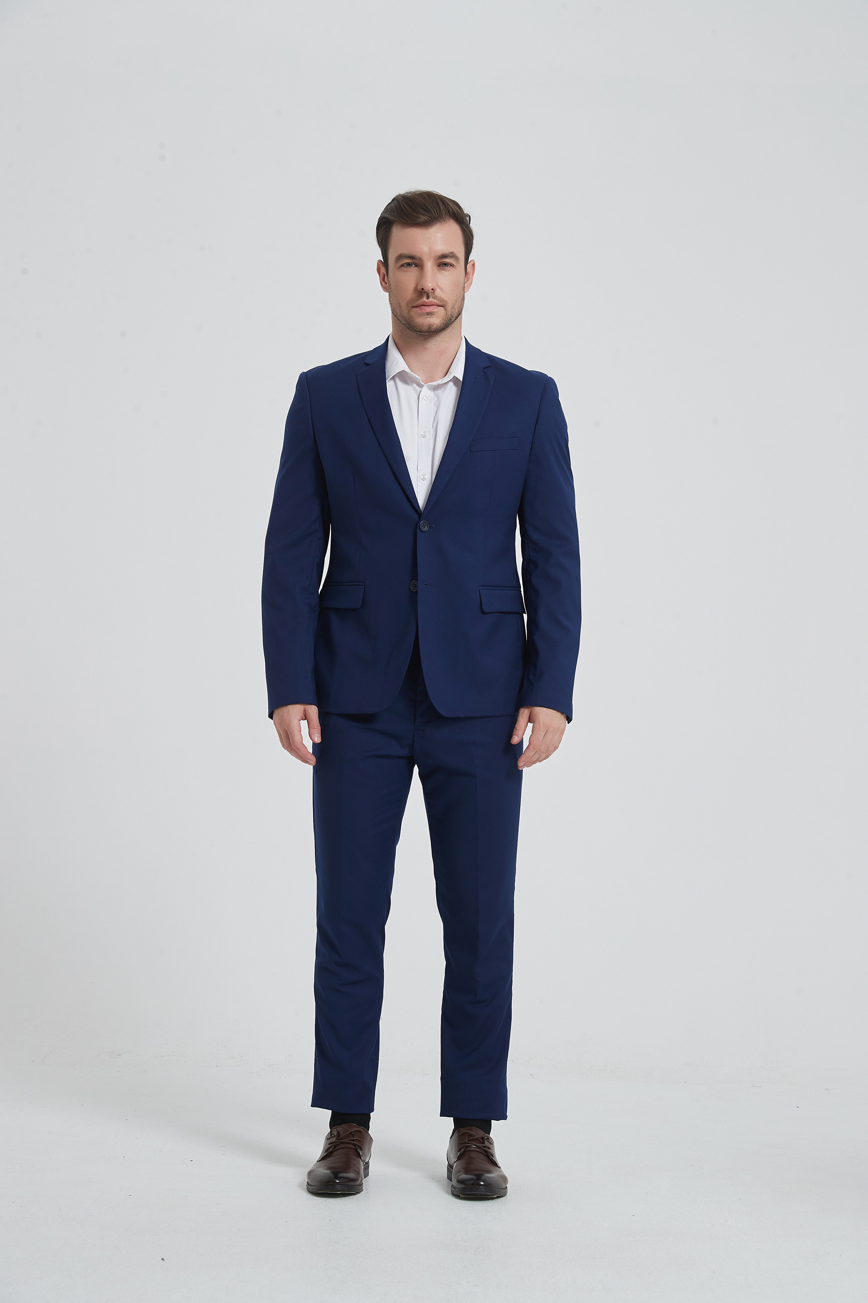 COS-H002 STRETCH 2 pcs fitted suit in navy blue (T46 to T58)